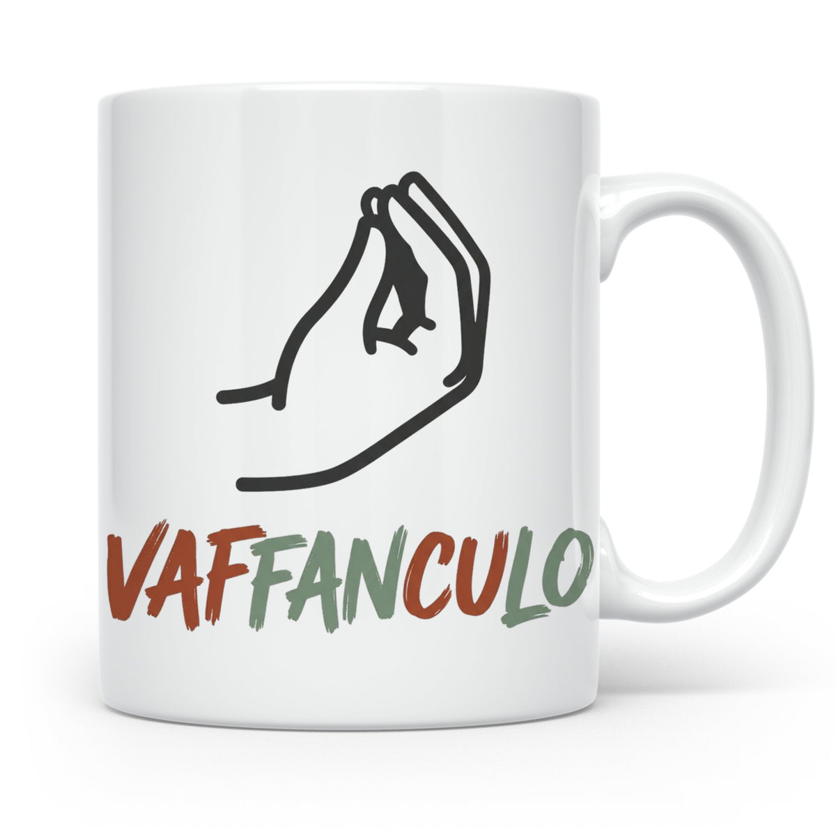 Vaffanculo Tasse mit italienischer Handgeste, lustiger Spruc – Weiß [farbe:weiß]