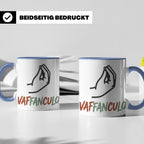Vaffanculo Tasse mit italienischer Handgeste, lustiger Spruc – Blau [farbe:blau]