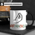 Vaffanculo Tasse mit italienischer Handgeste, lustiger Spruc – Schwarz [farbe:schwarz]
