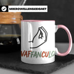 Vaffanculo Tasse mit italienischer Handgeste, lustiger Spruc – Rosa [farbe:rosa]