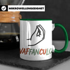 Vaffanculo Tasse mit italienischer Handgeste, lustiger Spruc – Grün [farbe:grün]