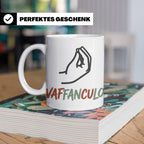 Vaffanculo Tasse mit italienischer Handgeste, lustiger Spruc – Weiß [farbe:weiß]