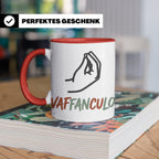 Vaffanculo Tasse mit italienischer Handgeste, lustiger Spruc – Rot [farbe:rot]