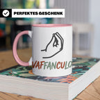 Vaffanculo Tasse mit italienischer Handgeste, lustiger Spruc – Rosa [farbe:rosa]