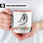Vaffanculo Tasse mit italienischer Handgeste, lustiger Spruc – Rot [farbe:rot]
