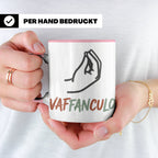Vaffanculo Tasse mit italienischer Handgeste, lustiger Spruc – Rosa [farbe:rosa]