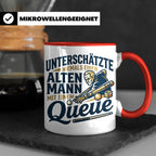 Alter Mann mit Queue Tasse für Billardspieler, lustiger Spru – Rot [farbe:rot]