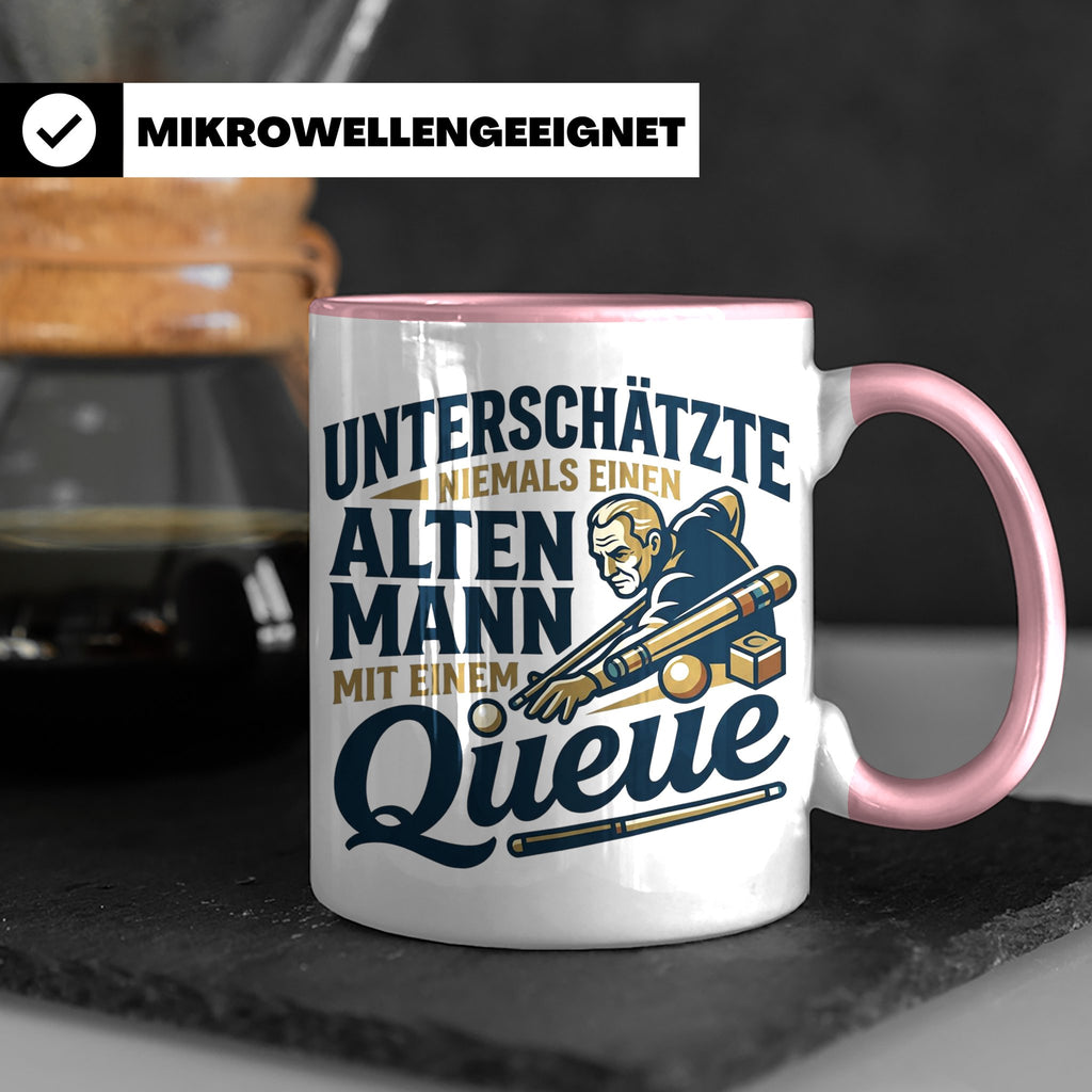 Alter Mann mit Queue Tasse für Billardspieler, lustiger Spru – Rosa [farbe:rosa]