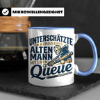 Alter Mann mit Queue Tasse für Billardspieler, lustiger Spru – Blau [farbe:blau]