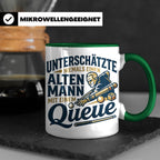 Alter Mann mit Queue Tasse für Billardspieler, lustiger Spru – Grün [farbe:grün]