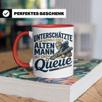Alter Mann mit Queue Tasse für Billardspieler, lustiger Spru – Rot [farbe:rot]