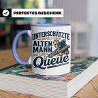 Alter Mann mit Queue Tasse für Billardspieler, lustiger Spru – Blau [farbe:blau]