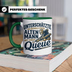 Alter Mann mit Queue Tasse für Billardspieler, lustiger Spru – Grün [farbe:grün]