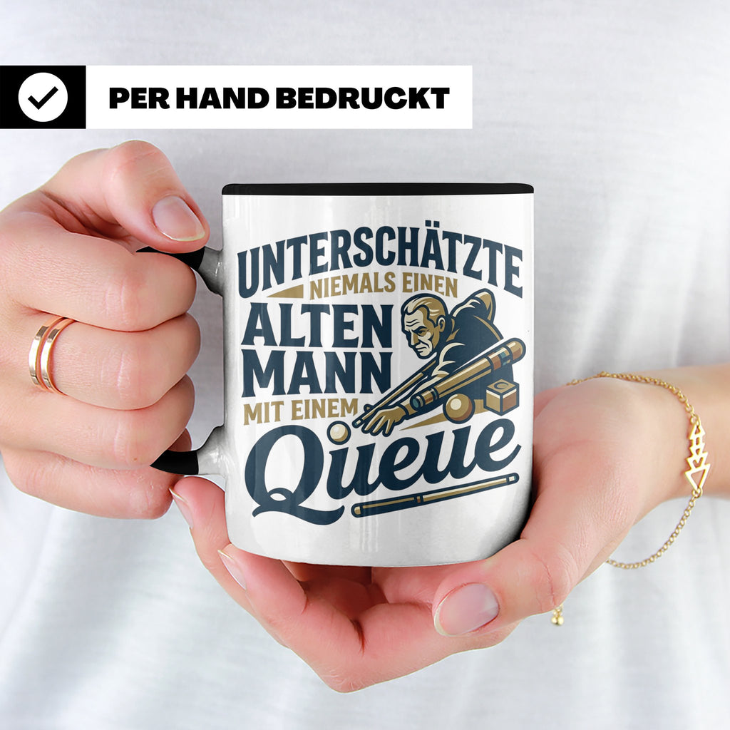 Alter Mann mit Queue Tasse für Billardspieler, lustiger Spru – Schwarz [farbe:schwarz]