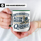 Alter Mann mit Queue Tasse für Billardspieler, lustiger Spru – Grün [farbe:grün]