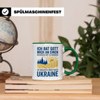Ukraine Tasse mit Spruch Ich bat Gott | Geschenk für Ukraine – Grün [farbe:grün]