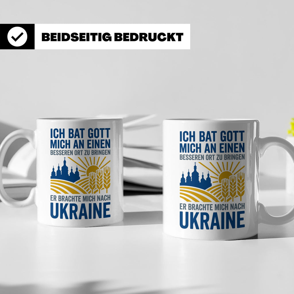 Ukraine Tasse mit Spruch Ich bat Gott | Geschenk für Ukraine – Weiß [farbe:weiß]