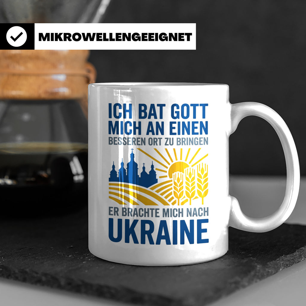 Ukraine Tasse mit Spruch Ich bat Gott | Geschenk für Ukraine – Weiß [farbe:weiß]
