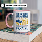 Ukraine Tasse mit Spruch Ich bat Gott | Geschenk für Ukraine – Rosa [farbe:rosa]