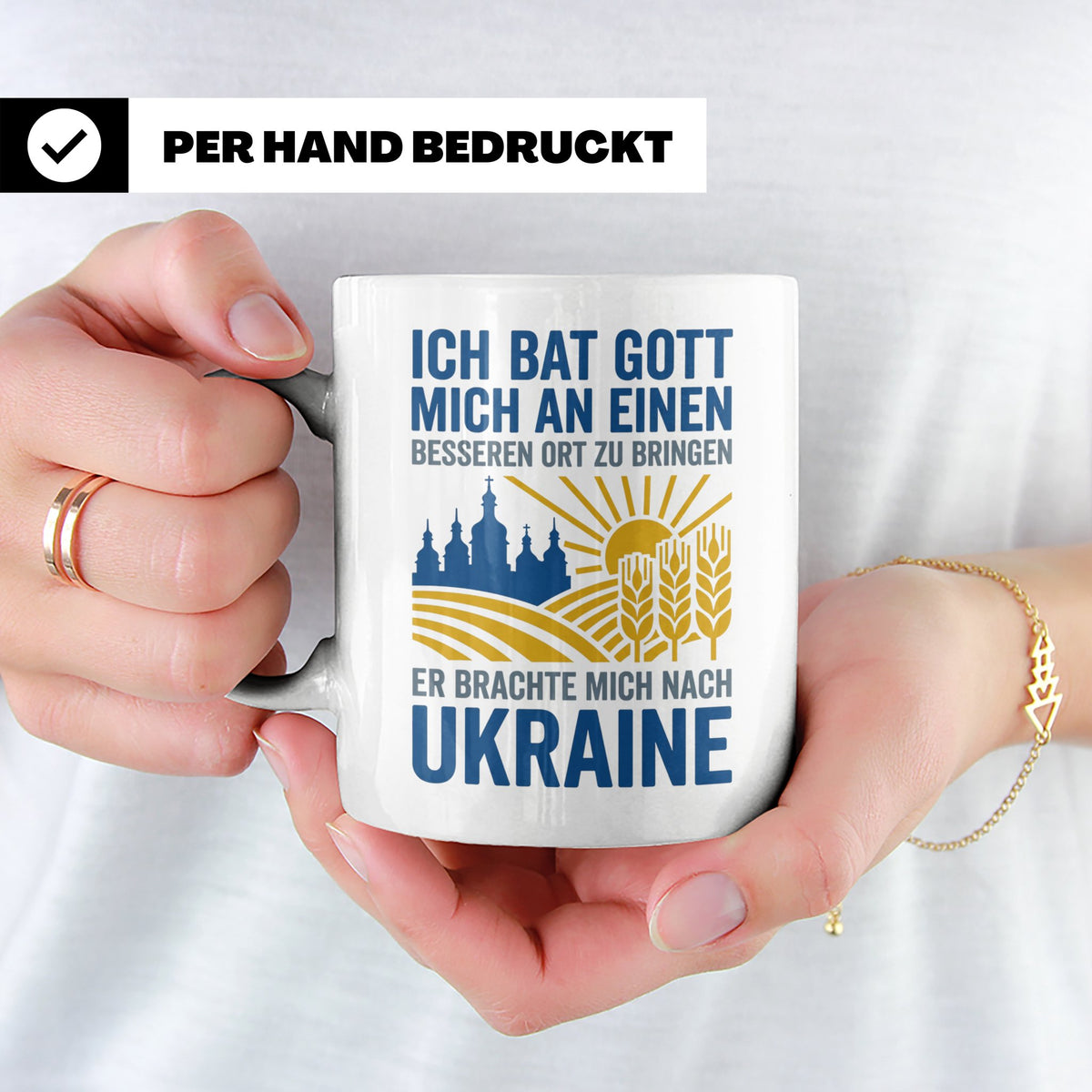 Ukraine Tasse mit Spruch Ich bat Gott | Geschenk für Ukraine – Weiß [farbe:weiß]