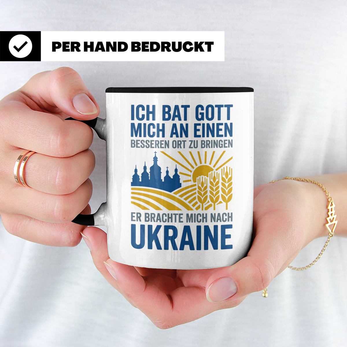 Ukraine Tasse mit Spruch Ich bat Gott | Geschenk für Ukraine – Schwarz [farbe:schwarz]