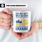 Ukraine Tasse mit Spruch Ich bat Gott | Geschenk für Ukraine – Rosa [farbe:rosa]