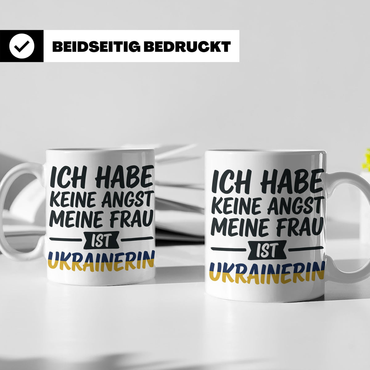Ukrainerin Frau Tasse mit Spruch Keine Angst. Lustiges Gesch – Weiß [farbe:weiß]