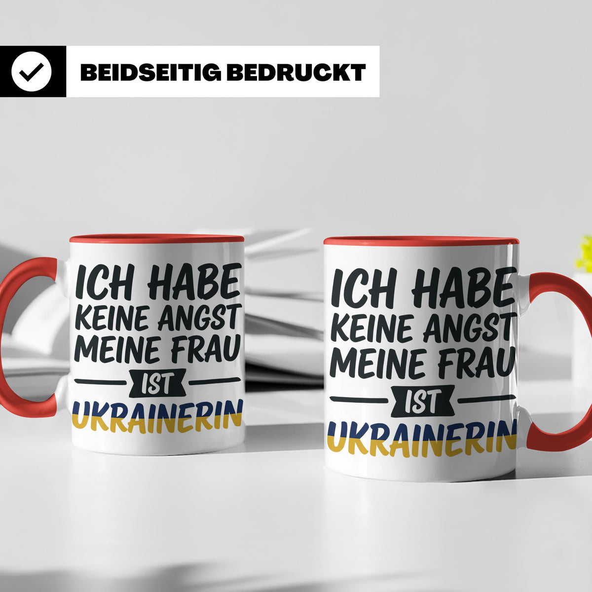 Ukrainerin Frau Tasse mit Spruch Keine Angst. Lustiges Gesch – Rot [farbe:rot]