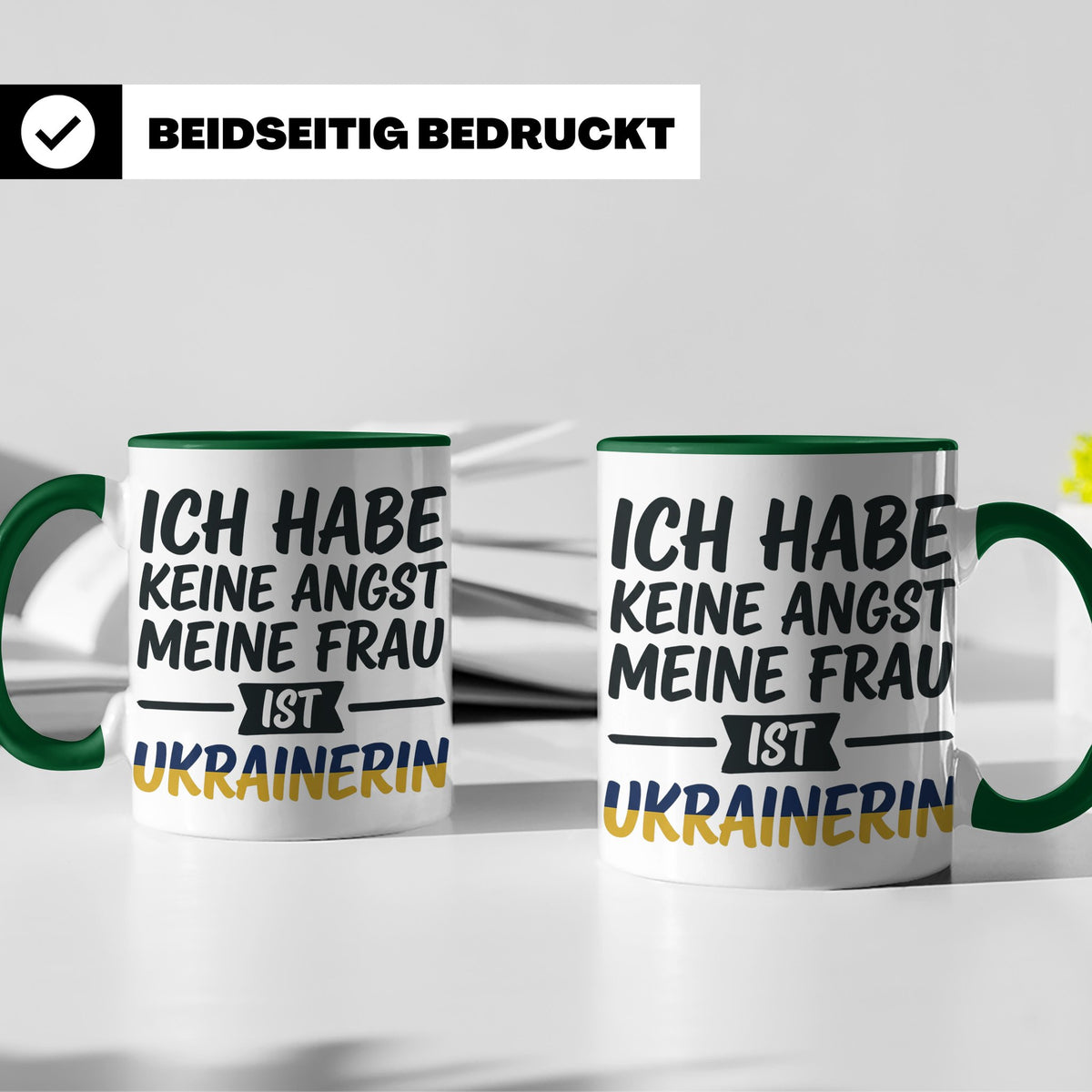 Ukrainerin Frau Tasse mit Spruch Keine Angst. Lustiges Gesch – Grün [farbe:grün]
