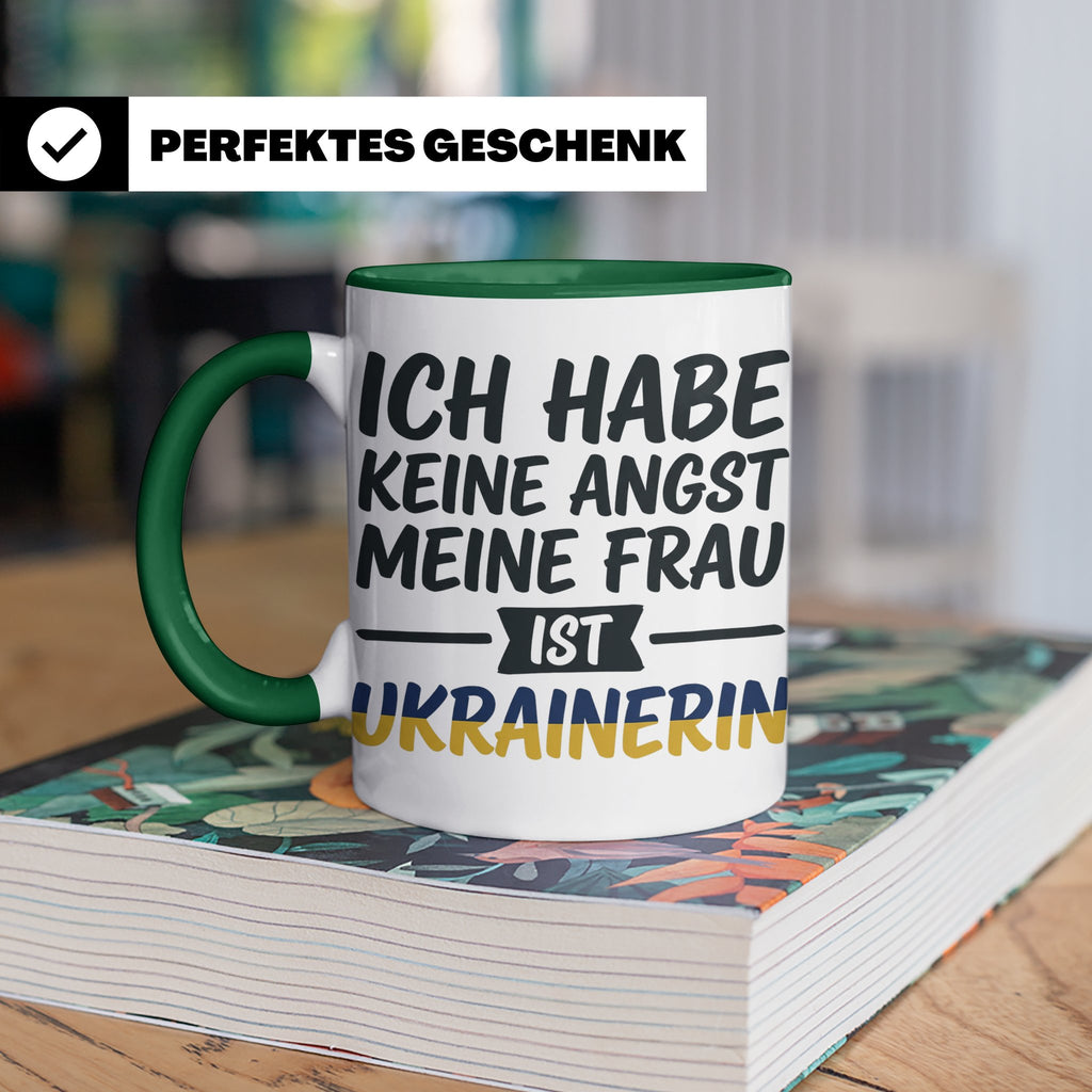 Ukrainerin Frau Tasse mit Spruch Keine Angst. Lustiges Gesch – Grün [farbe:grün]