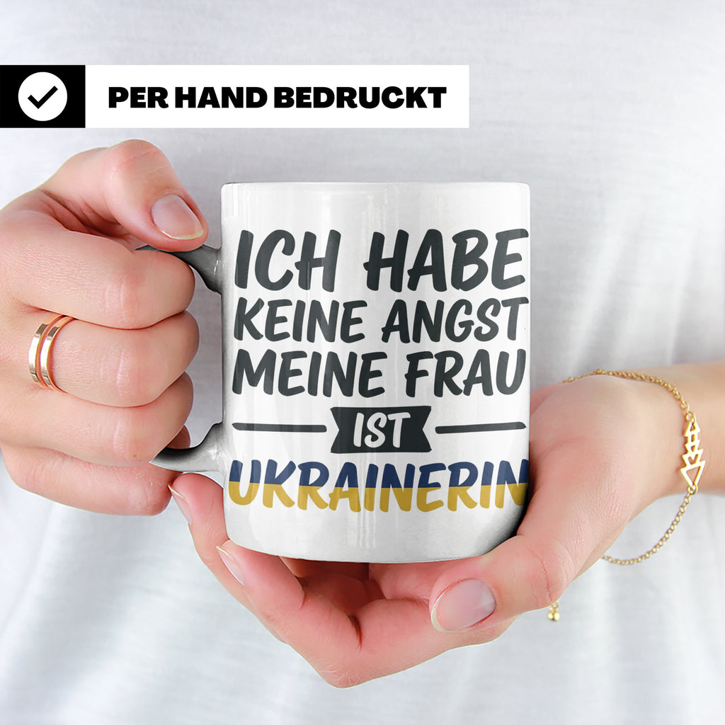 Ukrainerin Frau Tasse mit Spruch Keine Angst. Lustiges Gesch – Weiß [farbe:weiß]
