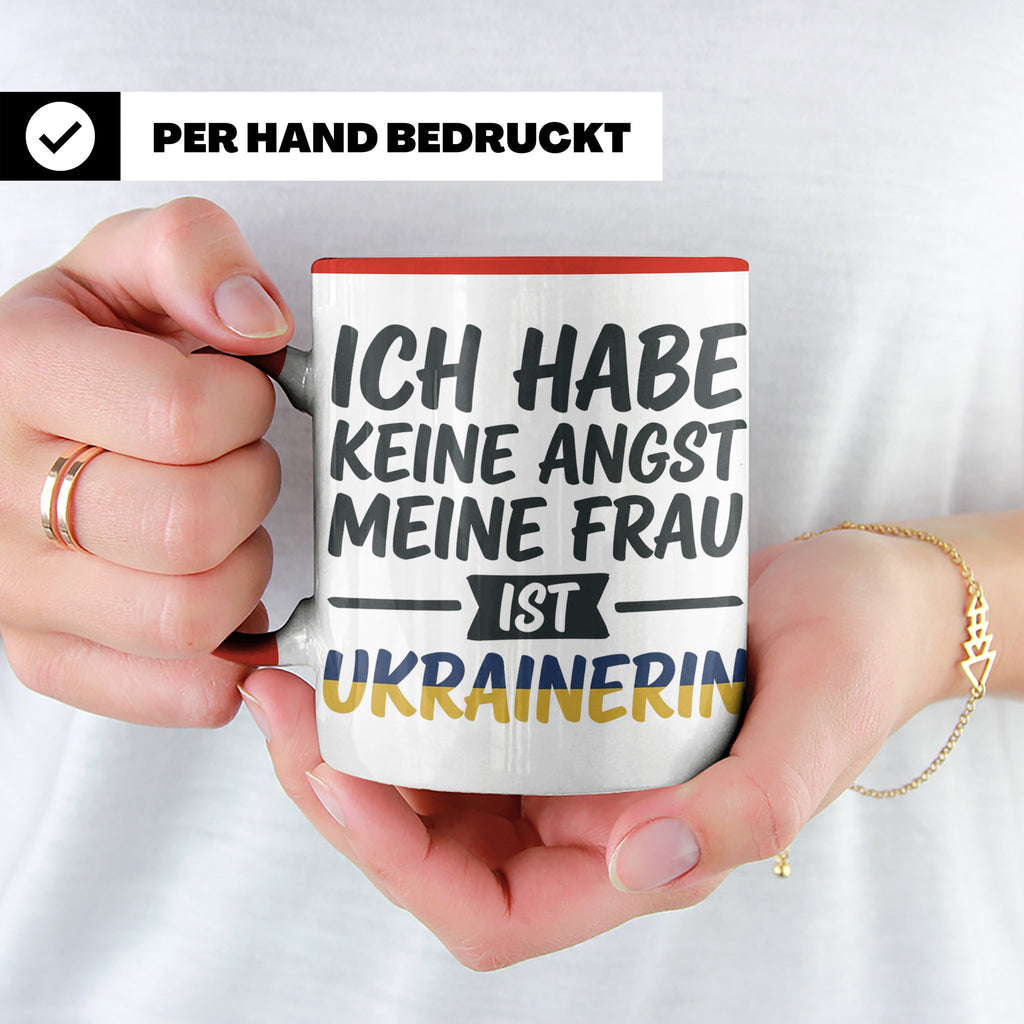 Ukrainerin Frau Tasse mit Spruch Keine Angst. Lustiges Gesch – Rot [farbe:rot]