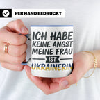 Ukrainerin Frau Tasse mit Spruch Keine Angst. Lustiges Gesch – Blau [farbe:blau]