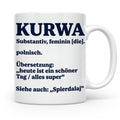 Kurwa Tasse mit lustiger Definition, polnischer Spruch als G – Weiß [farbe:weiß]