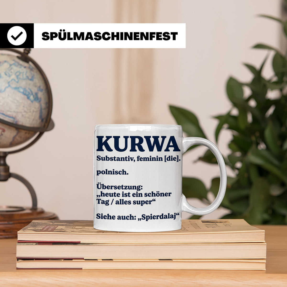 Kurwa Tasse mit lustiger Definition, polnischer Spruch als G – Weiß [farbe:weiß]