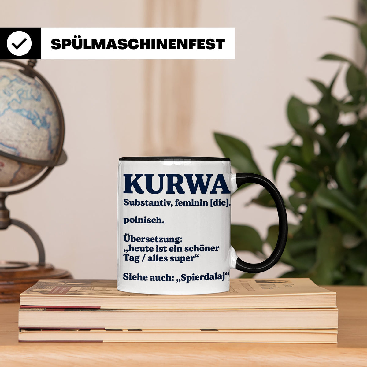 Kurwa Tasse mit lustiger Definition, polnischer Spruch als G – Schwarz [farbe:schwarz]