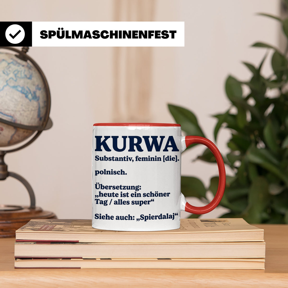 Kurwa Tasse mit lustiger Definition, polnischer Spruch als G – Rot [farbe:rot]