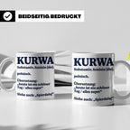 Kurwa Tasse mit lustiger Definition, polnischer Spruch als G – Weiß [farbe:weiß]