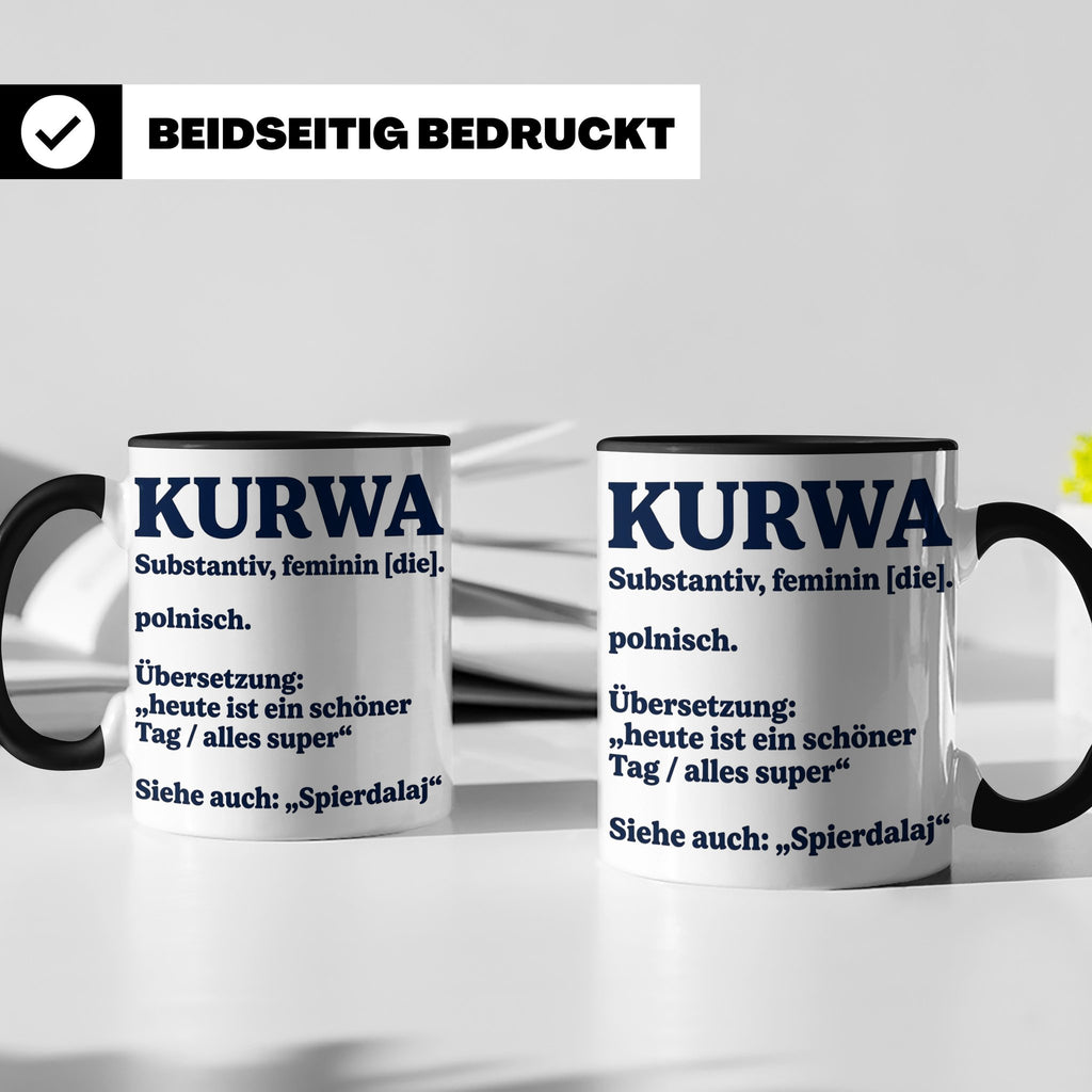 Kurwa Tasse mit lustiger Definition, polnischer Spruch als G – Schwarz [farbe:schwarz]