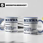 Kurwa Tasse mit lustiger Definition, polnischer Spruch als G – Blau [farbe:blau]