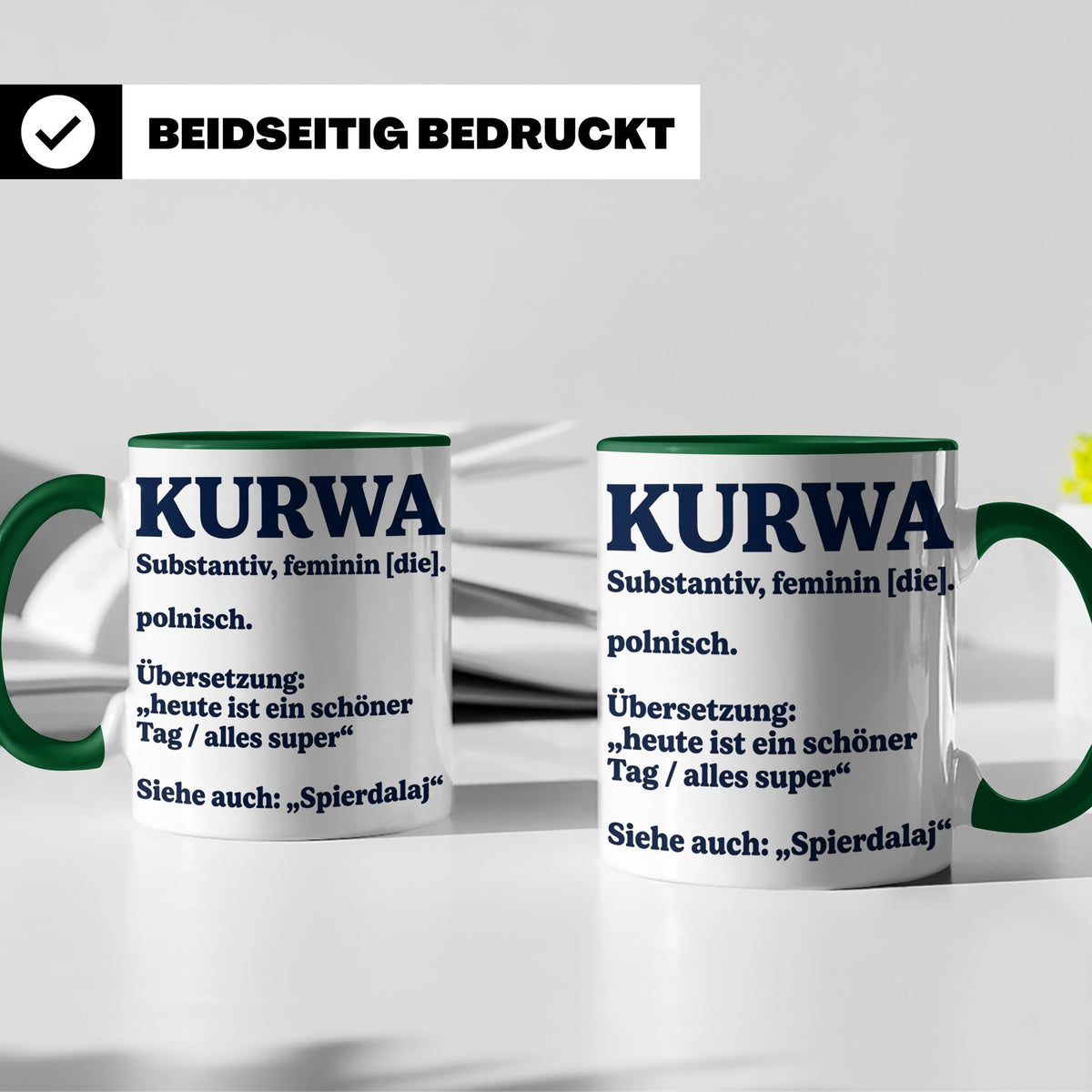 Kurwa Tasse mit lustiger Definition, polnischer Spruch als G – Grün [farbe:grün]