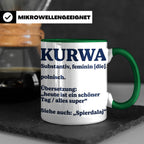 Kurwa Tasse mit lustiger Definition, polnischer Spruch als G – Grün [farbe:grün]