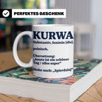 Kurwa Tasse mit lustiger Definition, polnischer Spruch als G – Weiß [farbe:weiß]