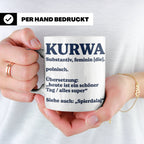 Kurwa Tasse mit lustiger Definition, polnischer Spruch als G – Weiß [farbe:weiß]