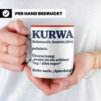 Kurwa Tasse mit lustiger Definition, polnischer Spruch als G – Rot [farbe:rot]