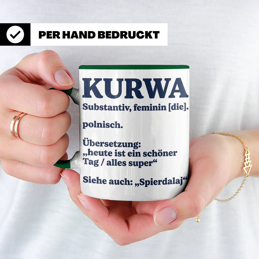 Kurwa Tasse mit lustiger Definition, polnischer Spruch als G – Grün [farbe:grün]