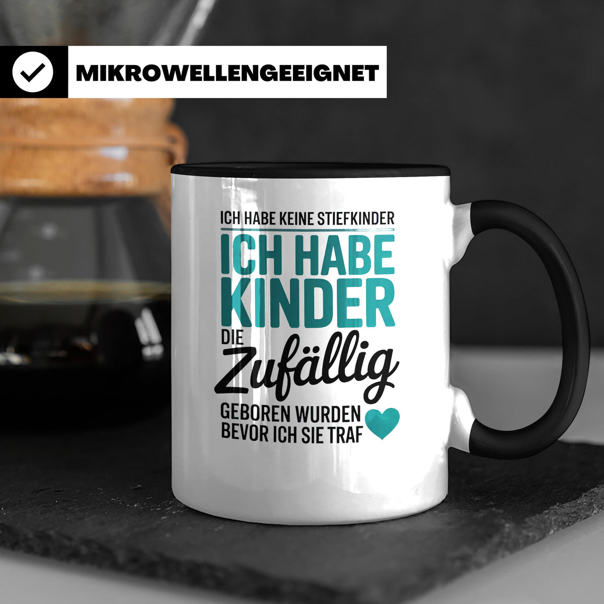 Bonusmama Tasse - Patchwork Familie Geschenk - Adoptivmutter – Schwarz [farbe:schwarz]