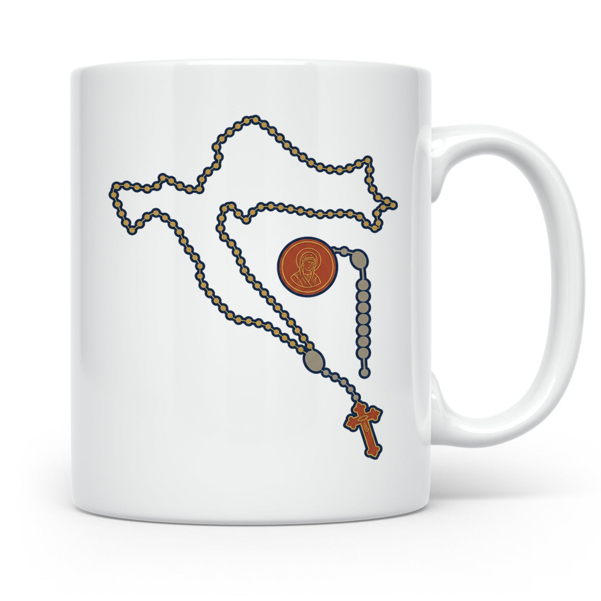 Kroatien Rosenkranz Tasse mit Karte, Katholischer Glaube Kaf – Weiß [farbe:weiß]