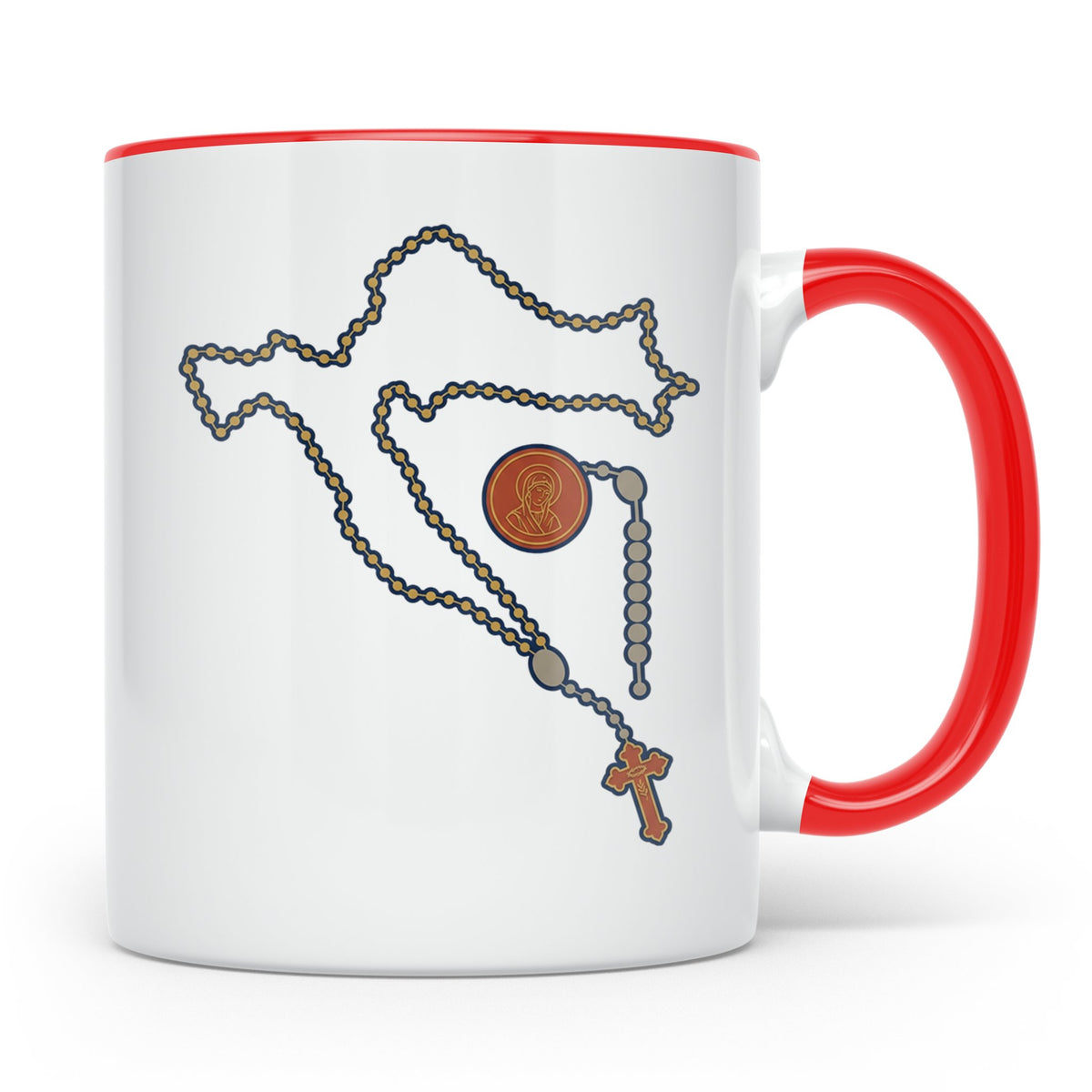 Kroatien Rosenkranz Tasse mit Karte, Katholischer Glaube Kaf – Rot [farbe:rot]