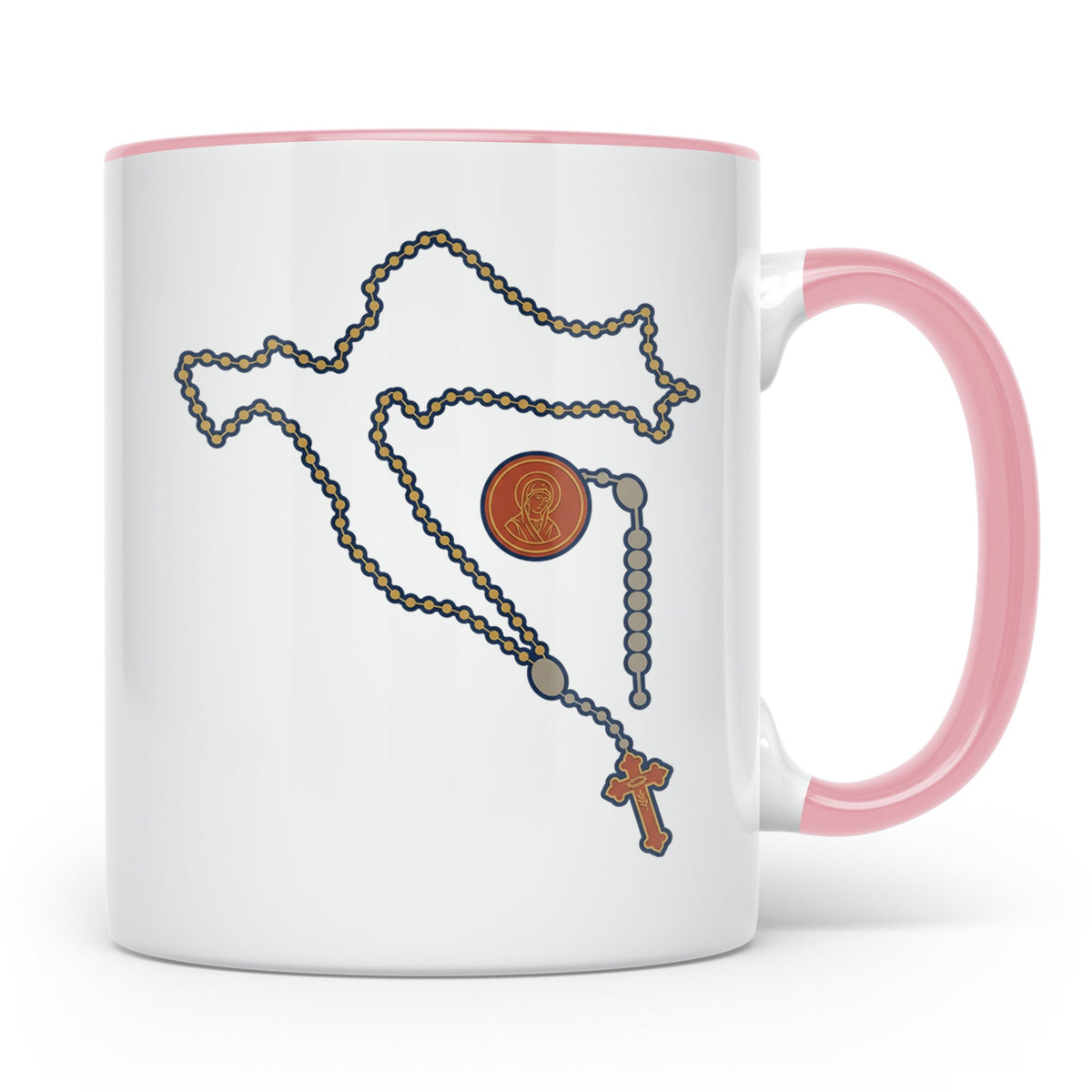 Kroatien Rosenkranz Tasse mit Karte, Katholischer Glaube Kaf – Rosa [farbe:rosa]